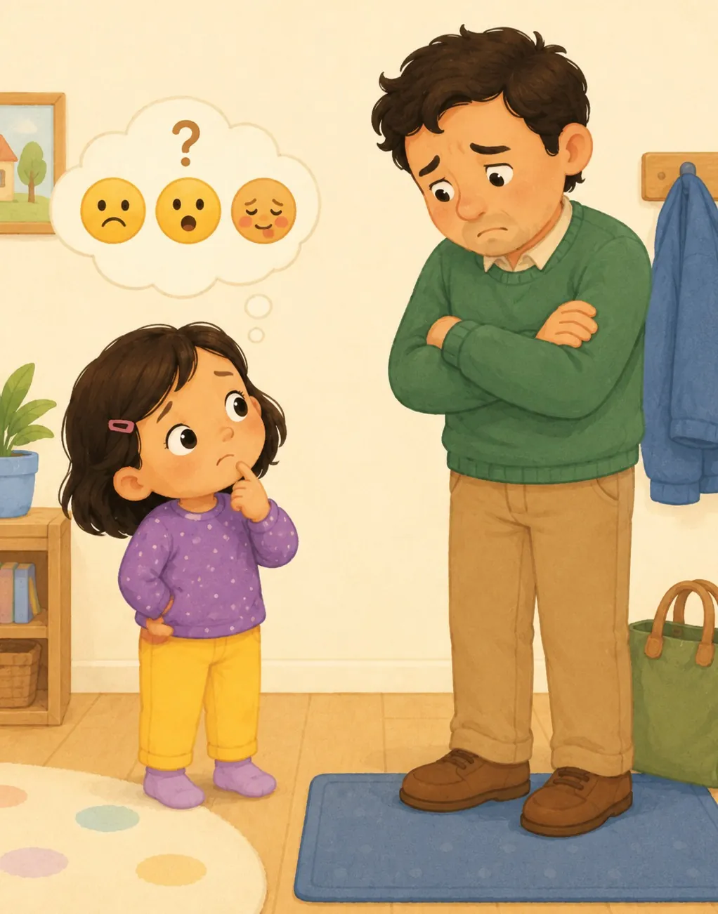 Child-friendly illustration about understanding big feelings